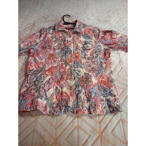 Joni B Top Size M Multicolor Thick Long Sleeve Button - Picture 7 of 9